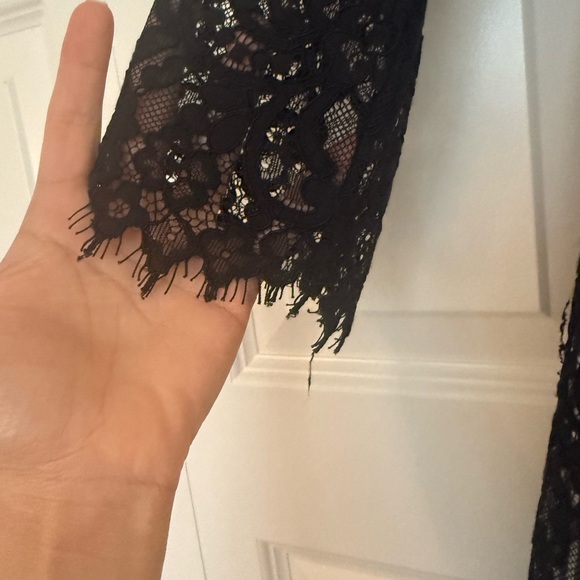 Vineyard Vines Black Lace Full Sleeve Dress with Belt. - Picture 2 of 5